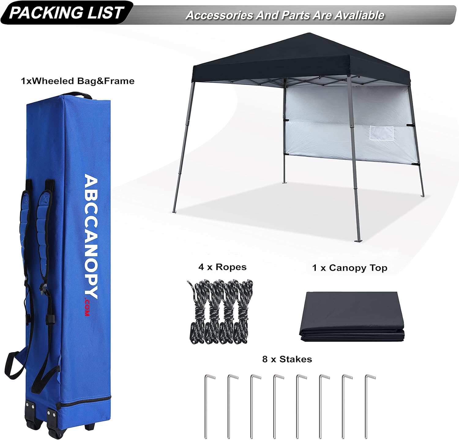 ABCCANOPY Outdoor Slant Beach Camping Canopy Tent with 1 Sun Wall - 8x8, 10x10