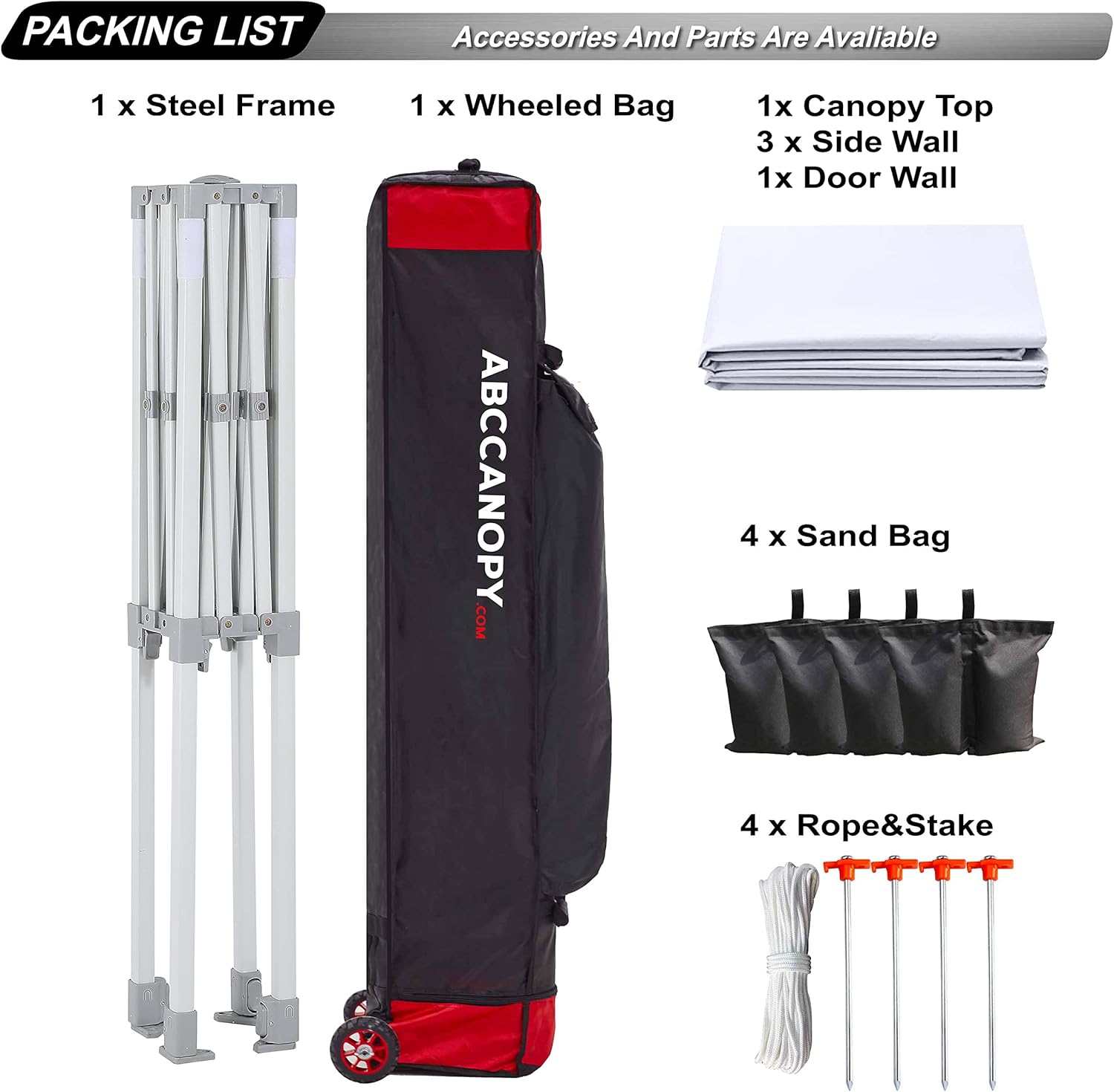 ABCCANOPY Easy Pop Up Canopy Tent with Sidewalls - 5x5