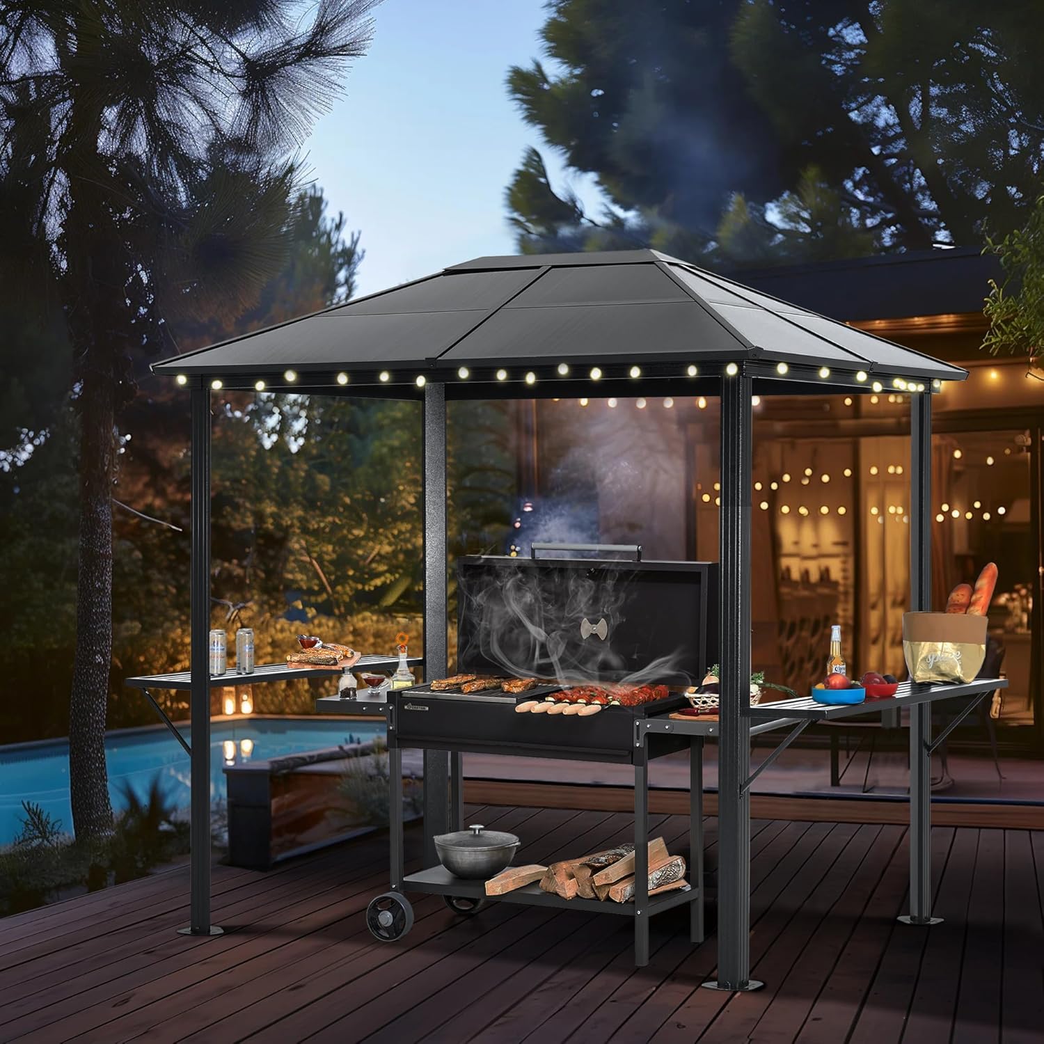 ABCCANOPY 6x8 Hardtop Grill Gazebo Cnaopy Outdoor BBQ Gazebo Shelter