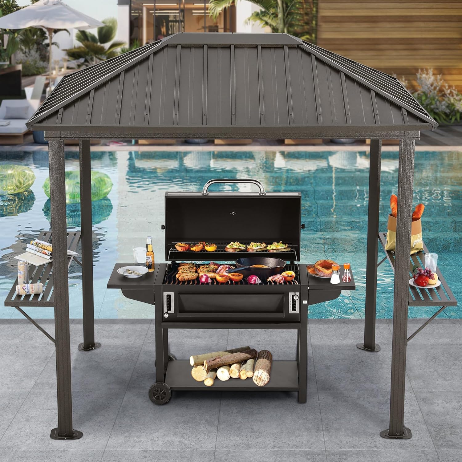ABCCANOPY 6x8 Hardtop Grill Gazebo Outdoor Permanent BBQ Gazebo