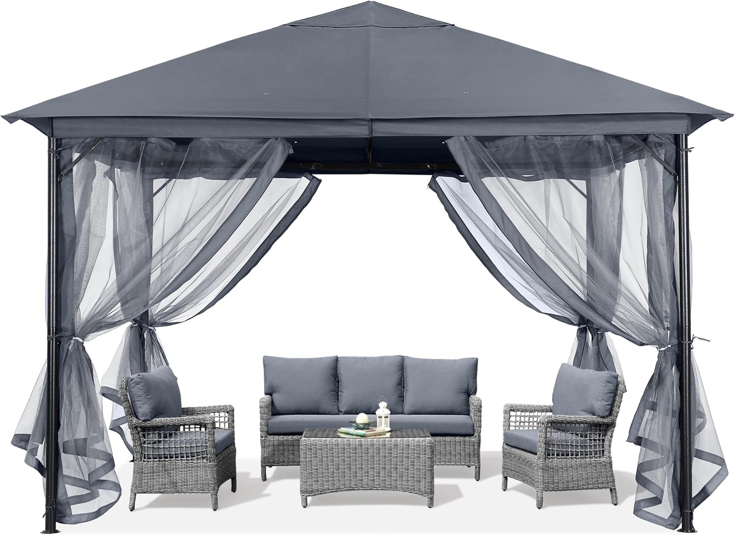 ABCCANOPY Outdoor Patio Gazebo 11x11 Single Roof with Mosquito Netting