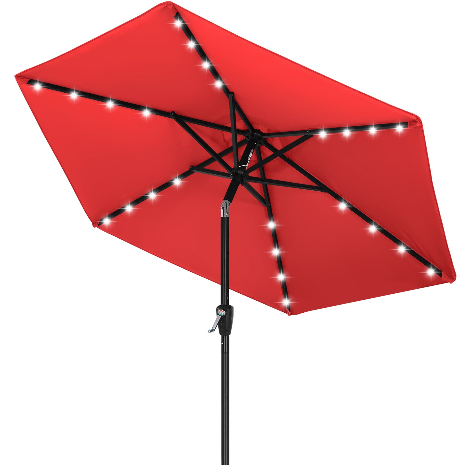 brionna patio umbrella led lighting ABCCANOPY 7.5 ft. Market Tilt Outdoor Patio Umbrella with Solar LED Lights and UV-Resistant Fabric in Navy Blue