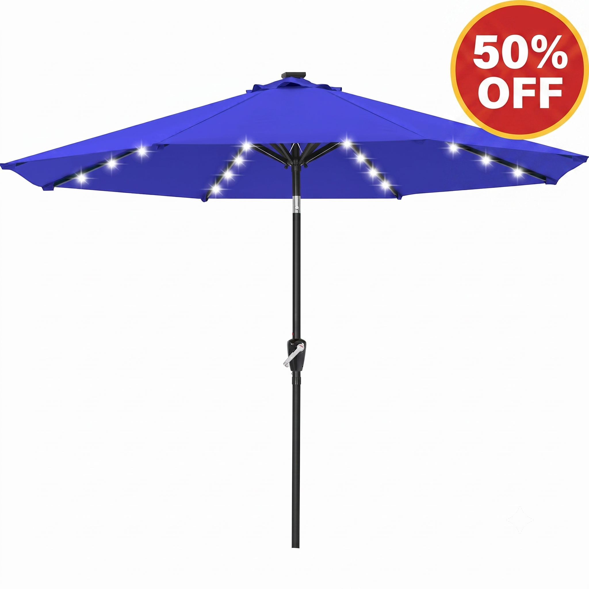ABCCANOPY Outdoor Solar Patio Umbrella with 32 LED Lights 8 Ribs 11FT / Khaki