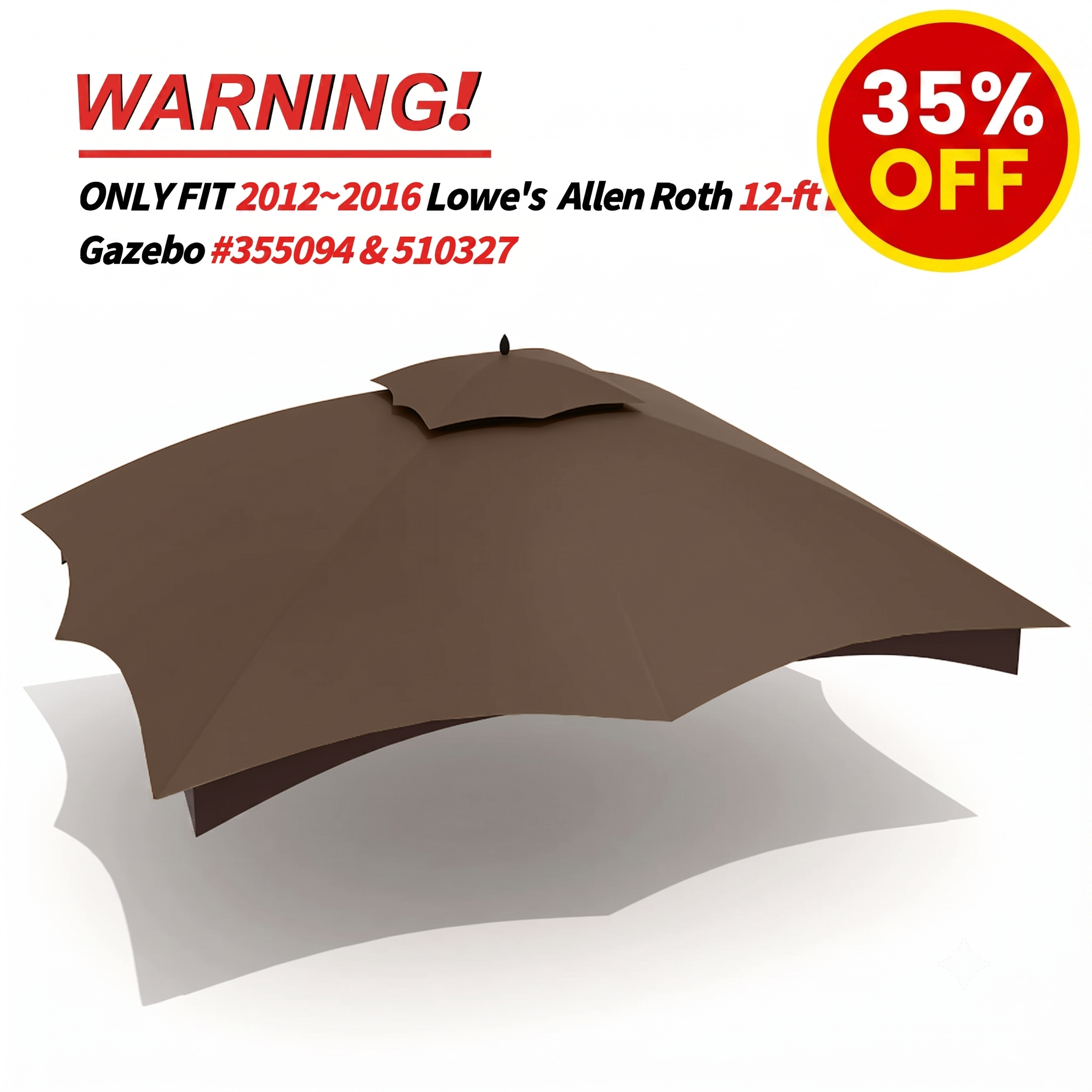 【SUMMER SALE】ABCCANOPY 10x12 Gazebo Replacement Top (GF-12S004B-1/GF-1