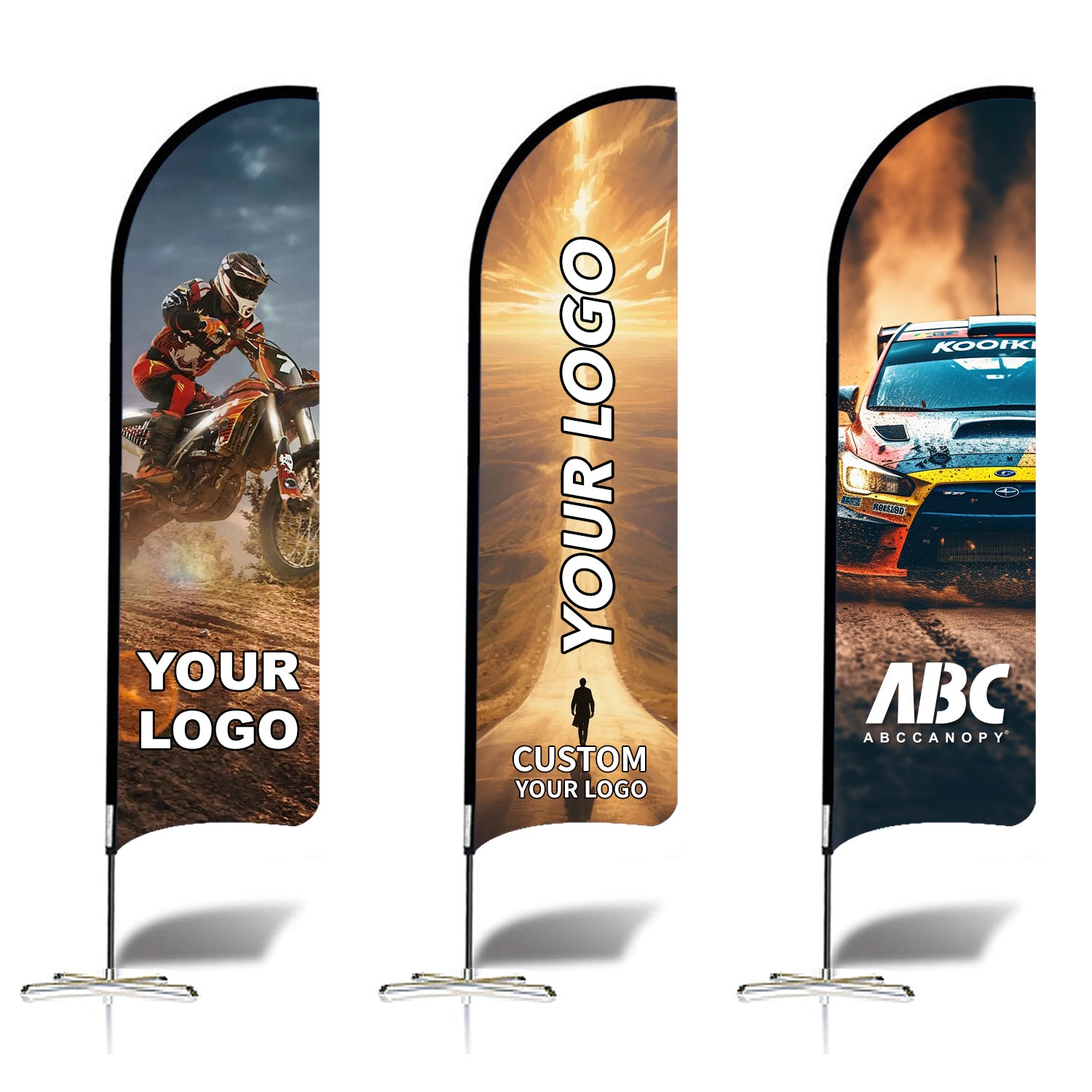 ABCCANOPY Custom Double Sided Teardrop Feather Flag Advertising 8FT/10FT/12FT (1 Flag)