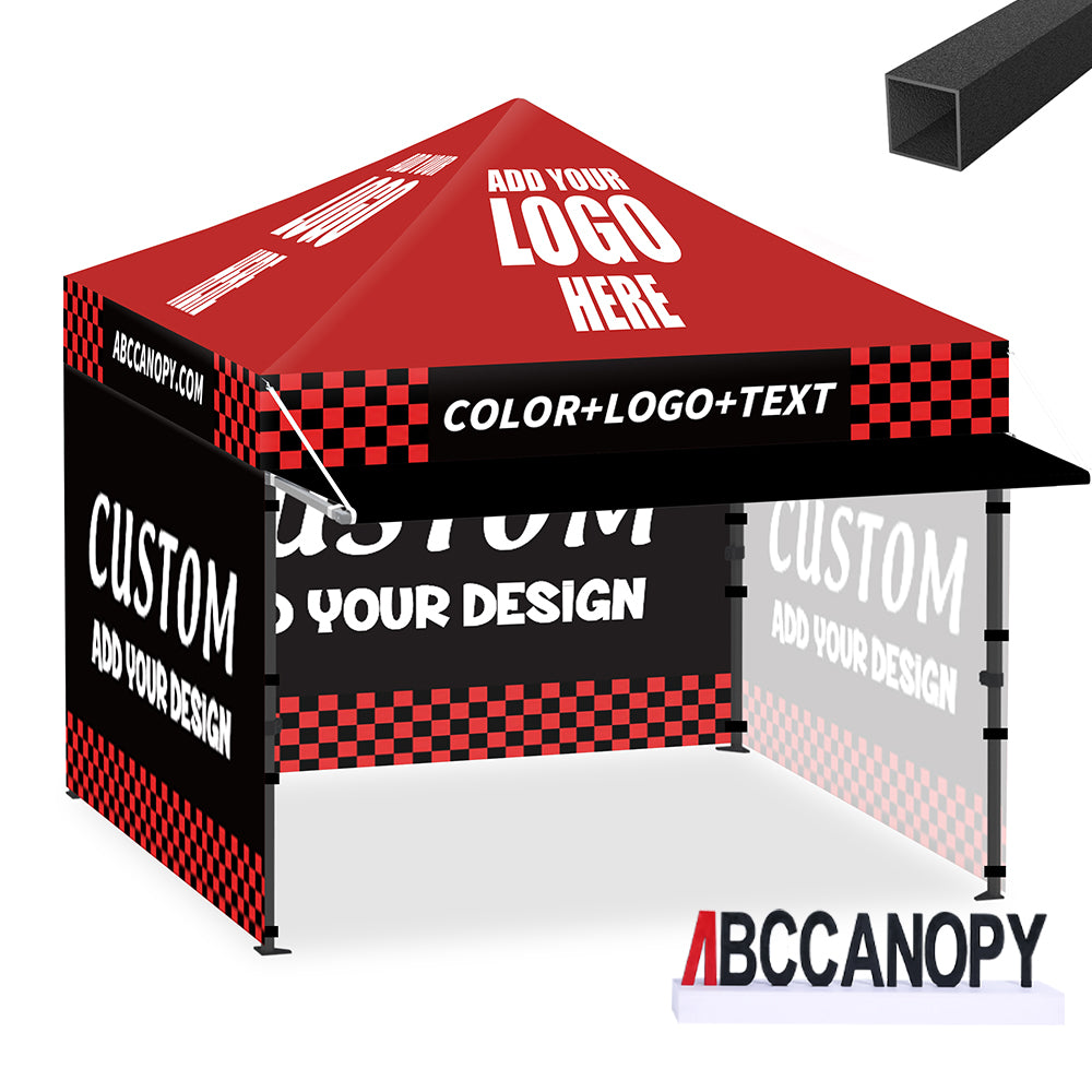 ABCCANOPY 10x10 Custom Pop Up Canopy Tent with Awning & Sidewalls (S1 Nova Base