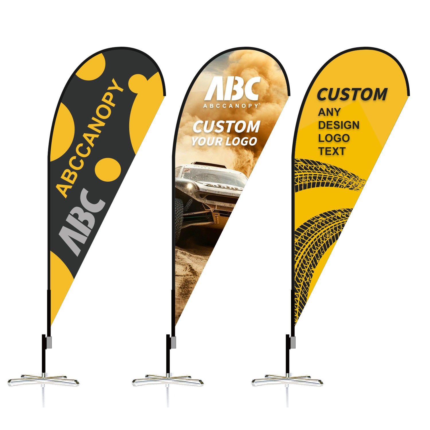 ABCCANOPY Custom Double Sided Teardrop Feather Flag Advertising 8FT/10FT/12FT (1 Flag)