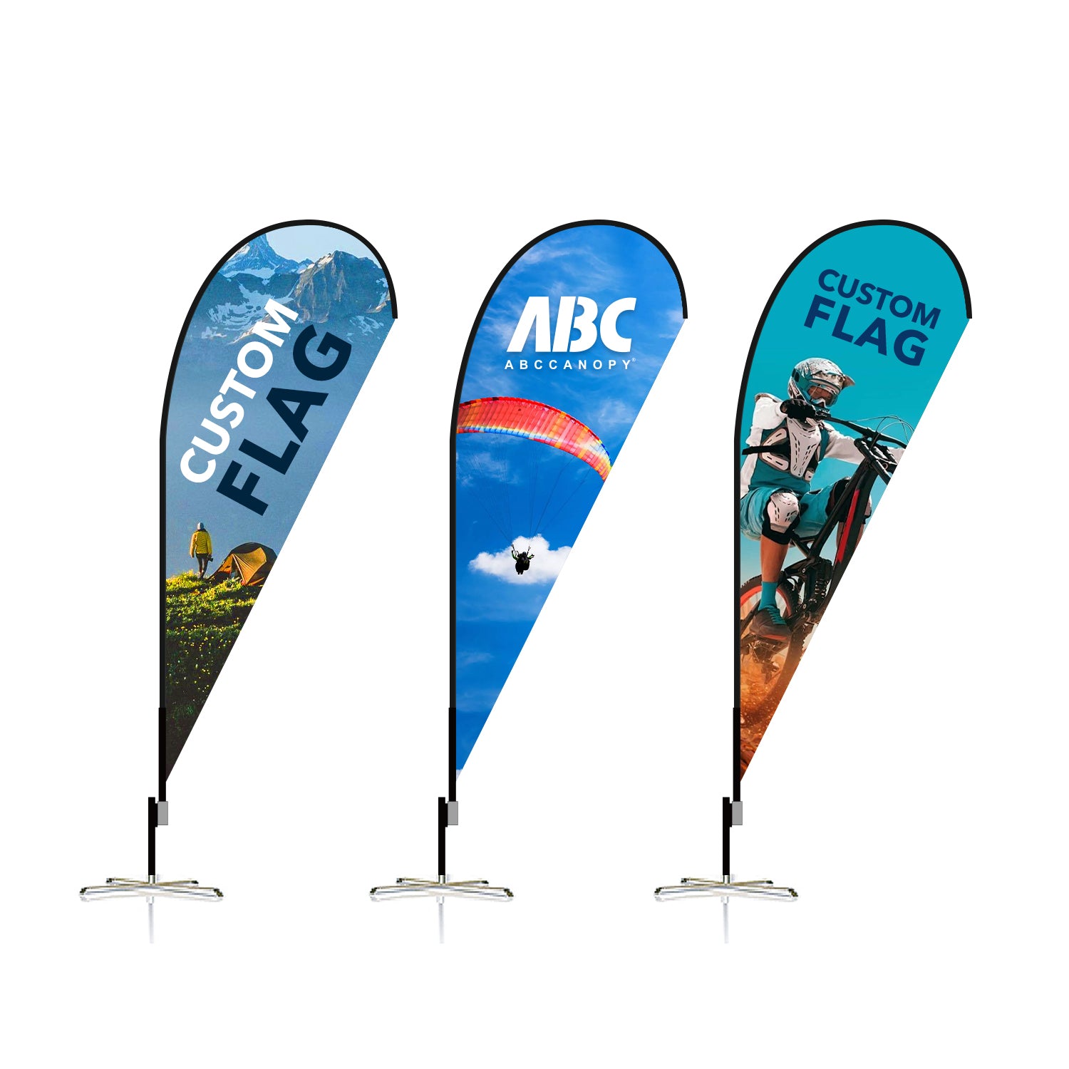 ABCCANOPY Custom Double Sided Teardrop Feather Flag Advertising 8FT/10FT/12FT (1 Flag)