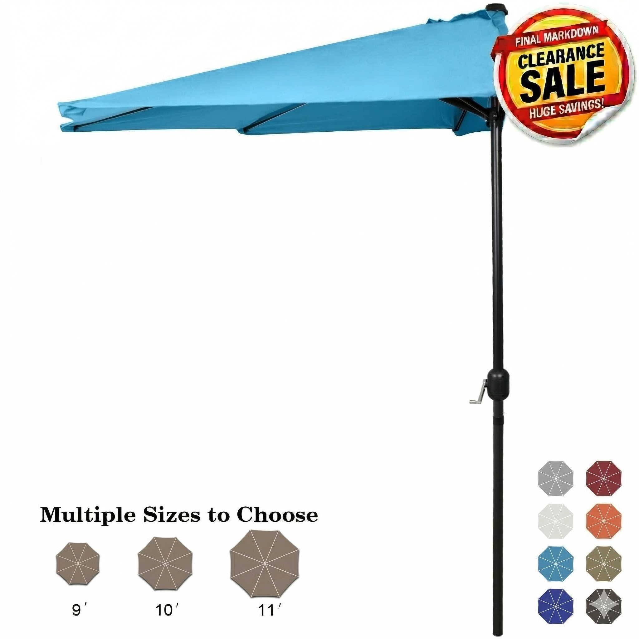 ABCCANOPY Outdoor Patio Umbrella Half Round 11FT