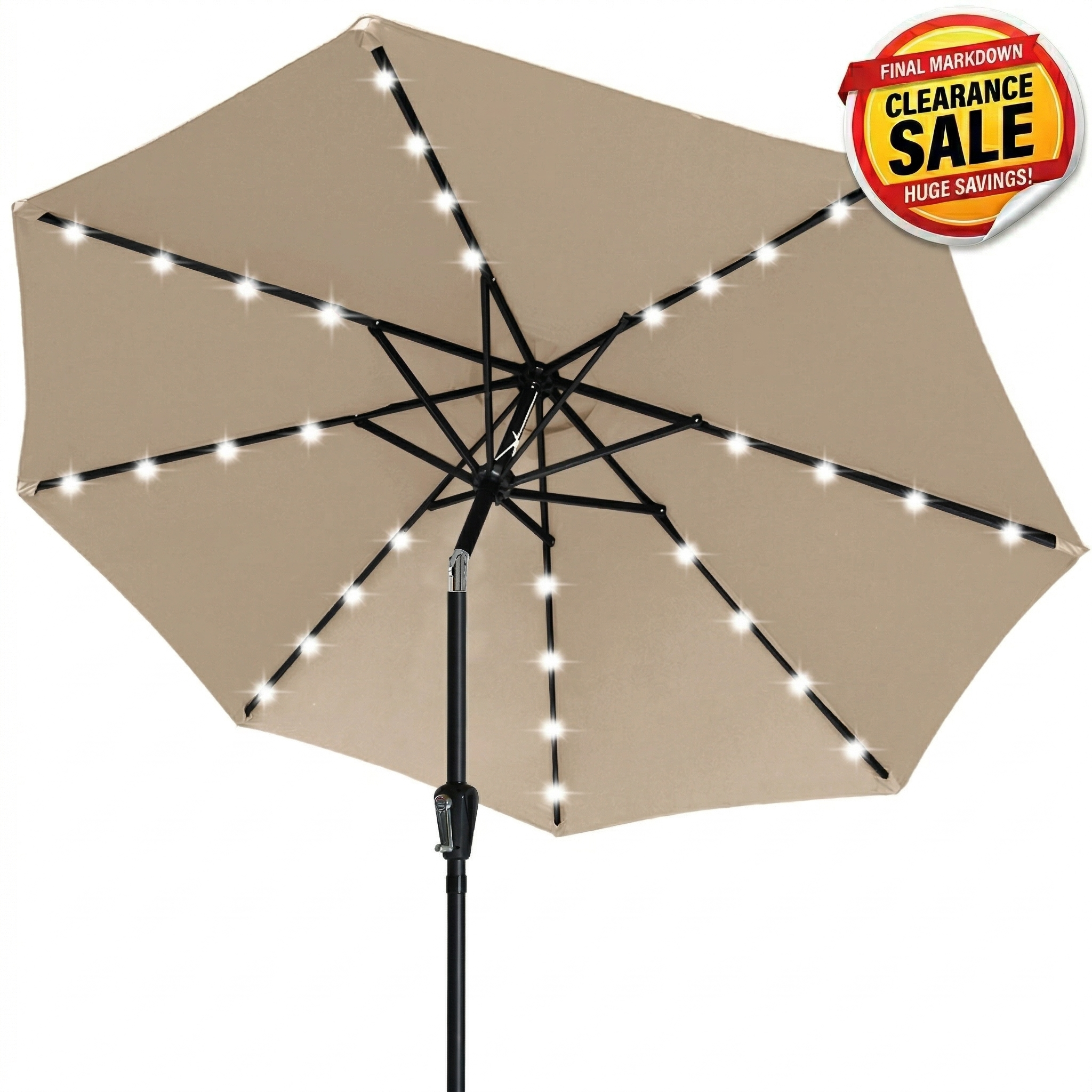 ABCCANOPY Outdoor Patio Umbrella with 32 LED Lights 8 Ribs