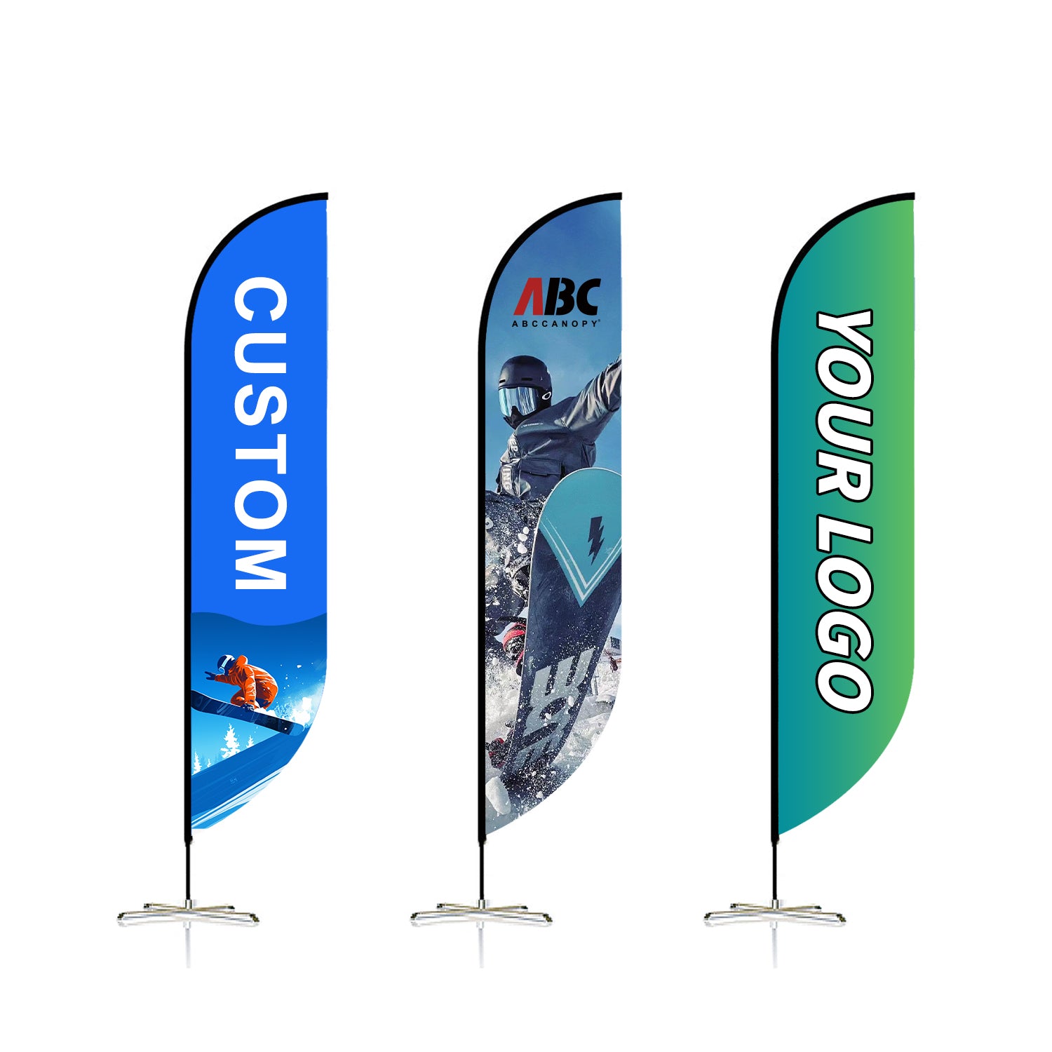 ABCCANOPY Custom Double Sided Teardrop Feather Flag Advertising 8FT/10FT/12FT (1 Flag)