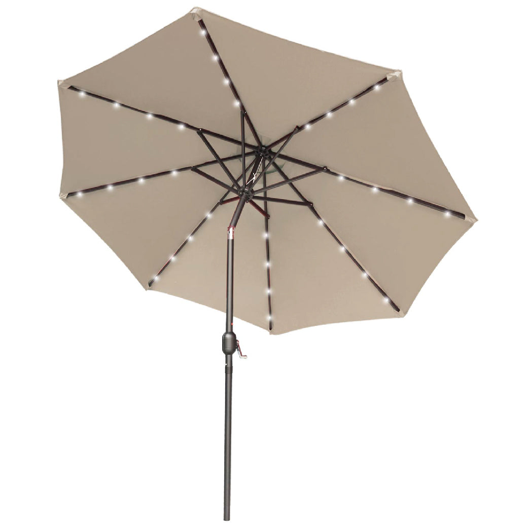 ABCCANOPY Outdoor Solar Patio Umbrella with 32 LED Lights 8 Ribs