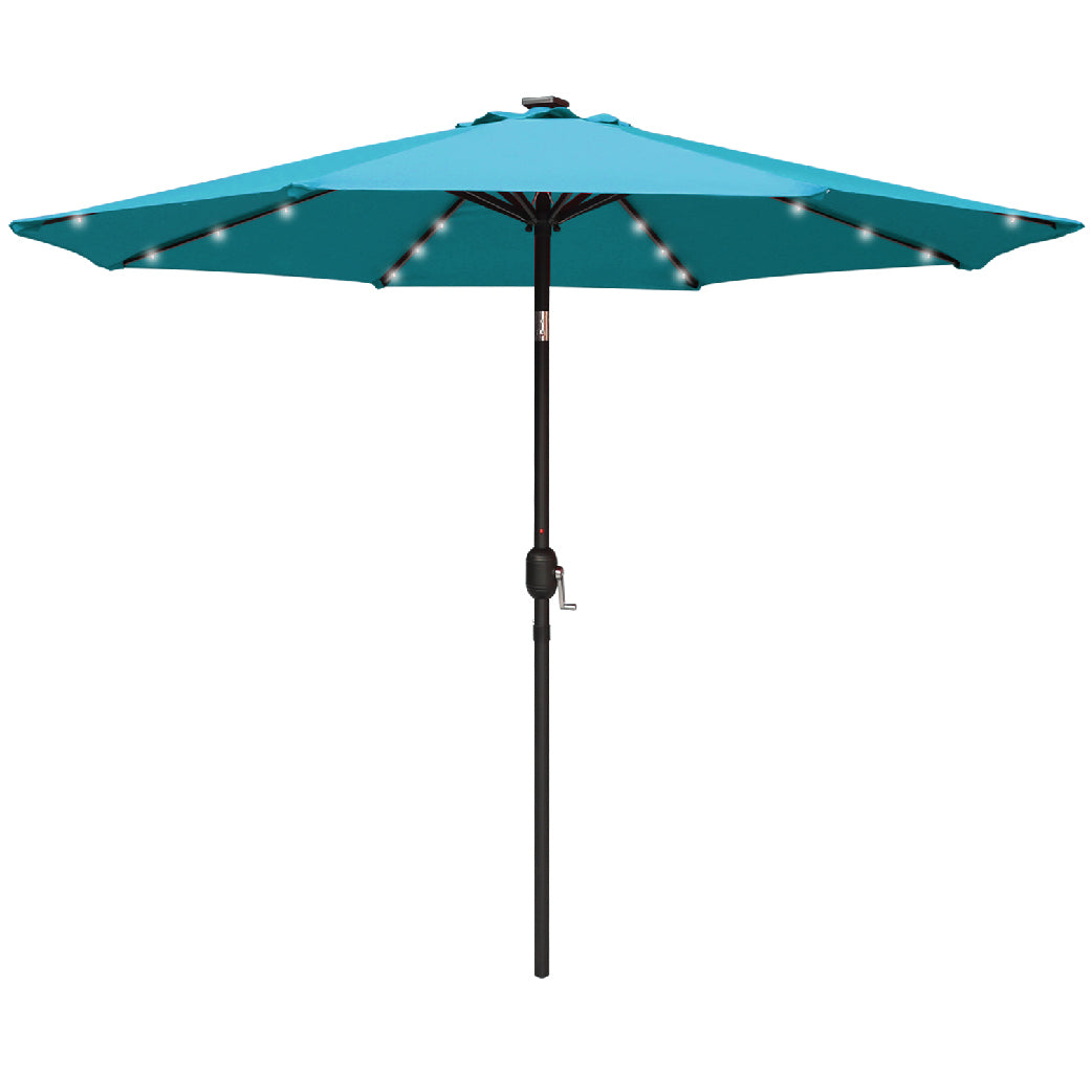 Outdoor Durable Solar 32 LED Lighted Patio Umbrella with Tilt and Crank