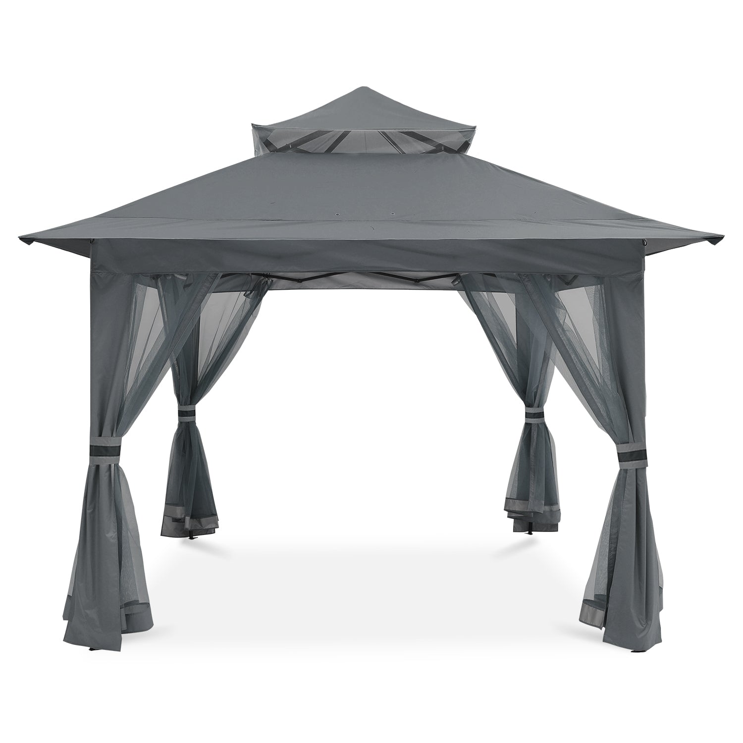Outdoor Double Soft-Top 13x13 Patio Gazebo with Mosquito Netting