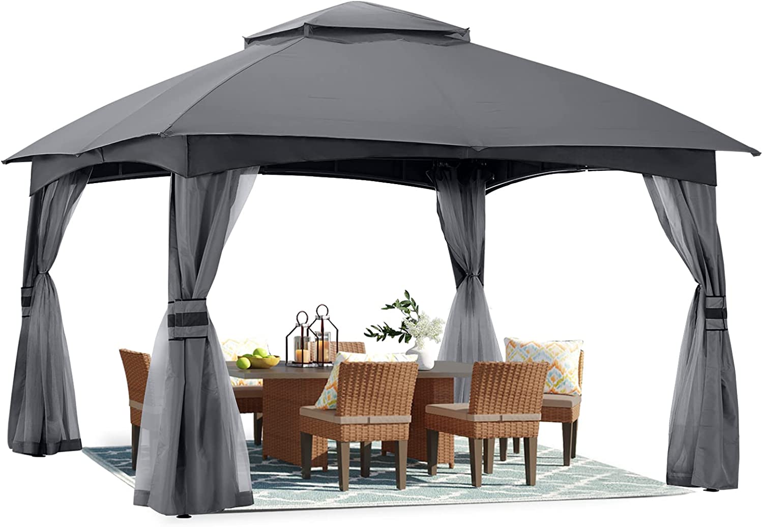ABCCANOPY Double Soft-Top Patio Gazebo 8x8/10x10/10x12 with Mosquito Netting