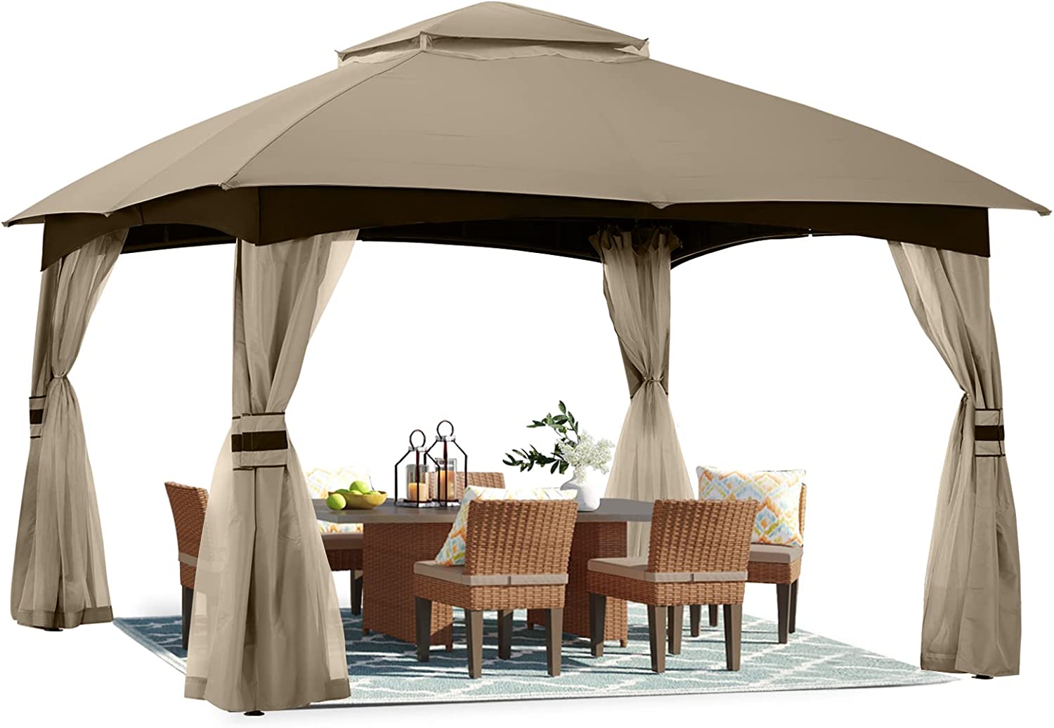 ABCCANOPY Double Soft-Top Patio Gazebo 8x8/10x10/10x12 with Mosquito Netting