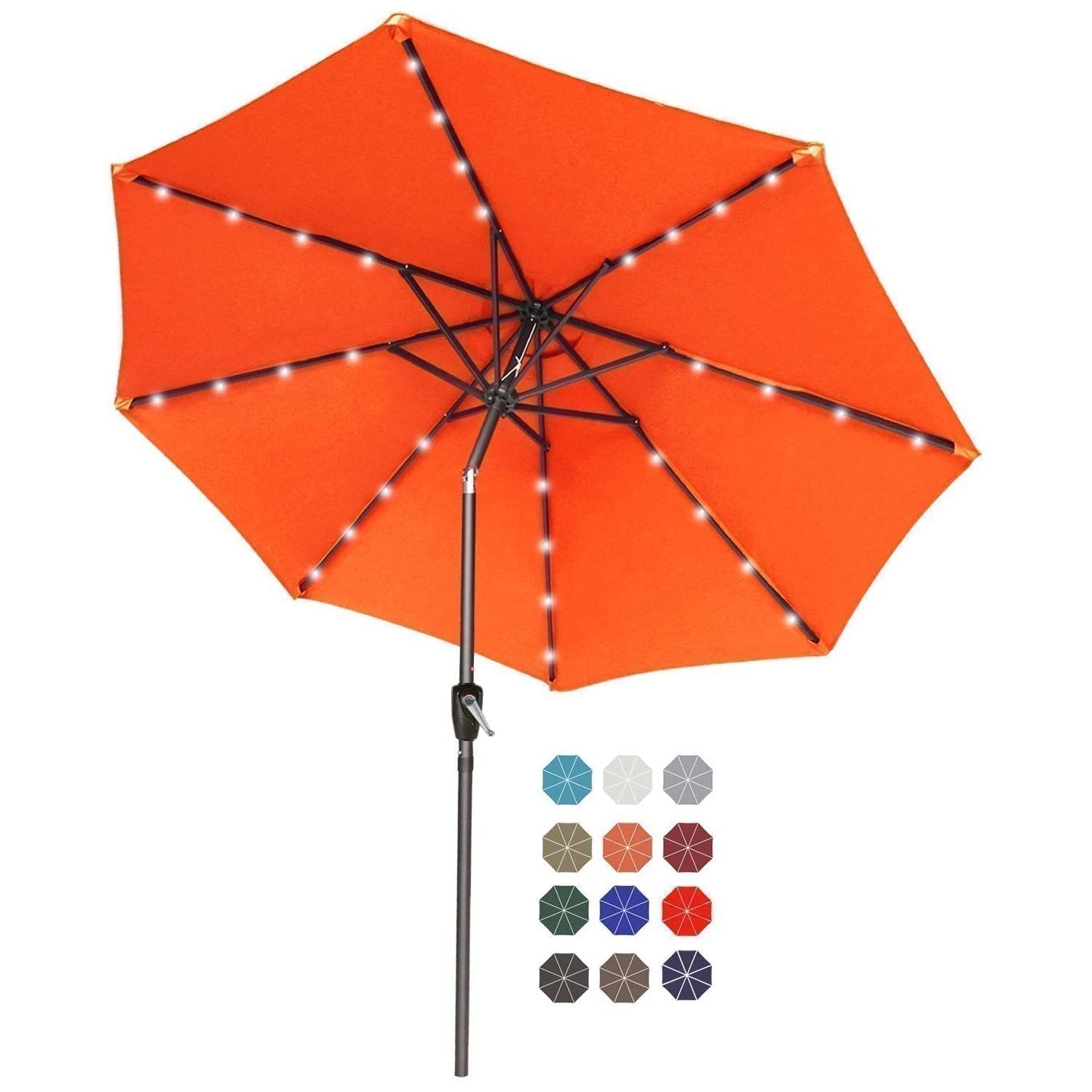 ABCCANOPY Outdoor Solar Patio Umbrella with 32 LED Lights 8 Ribs 7.5FT / Blue