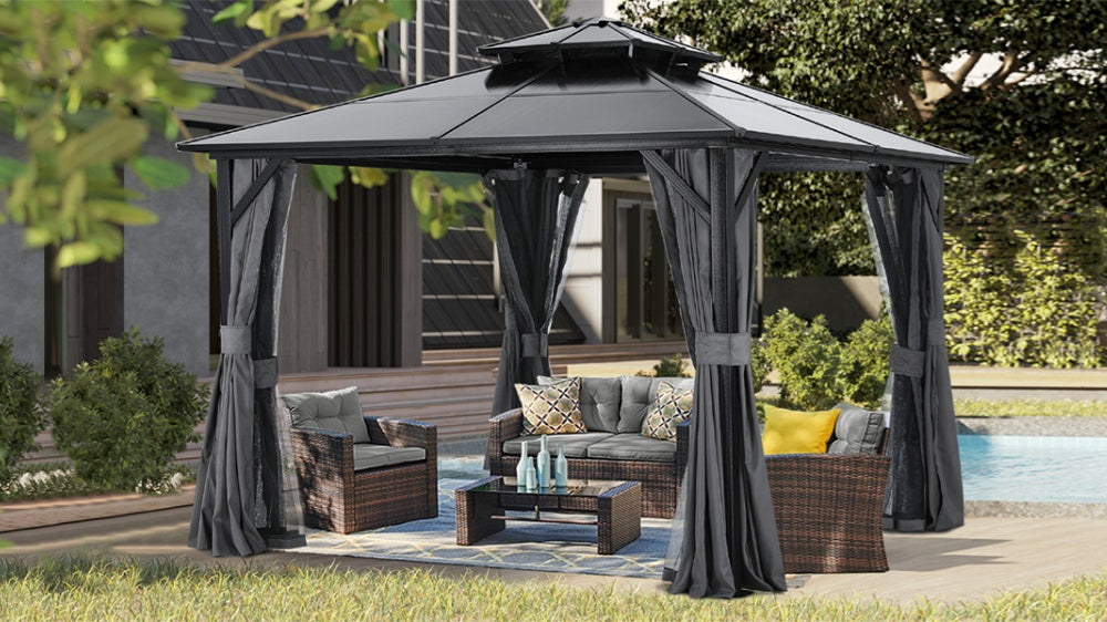 ABCCANOPY 10x12 Aluminum Patio Gazebo Double Roof Hardtop