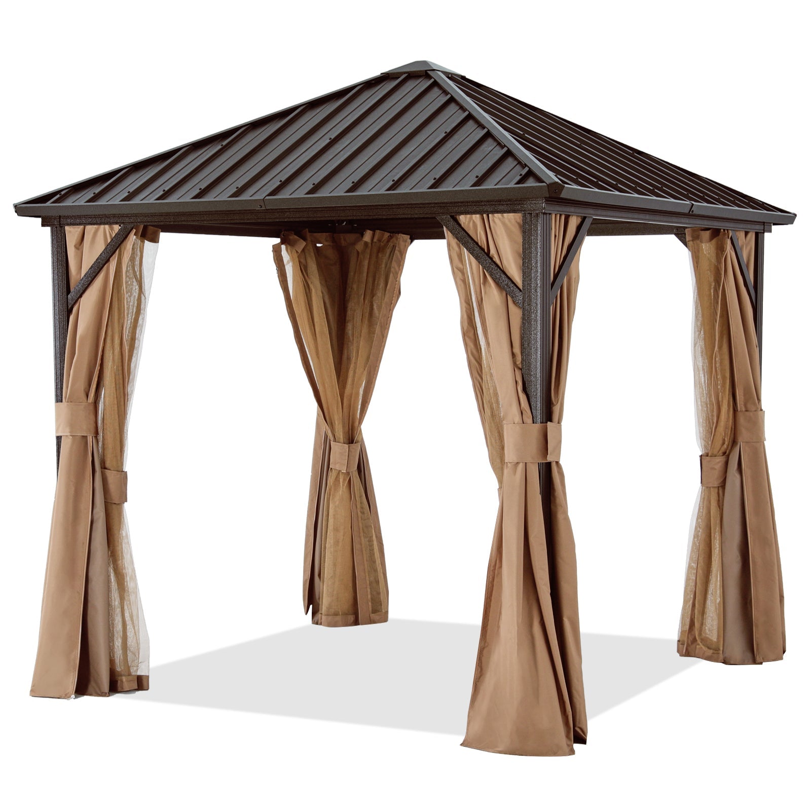 ABCCANOPY Outdoor Hardtop Metal Permanent Gazebo with Netting & Curtain 10x10
