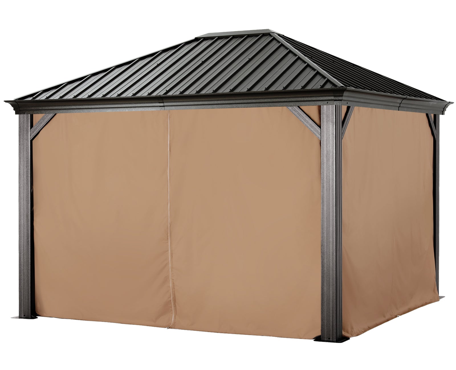 ABCCANOPY Outdoor Hardtop Metal Permanent Gazebo with Netting & Curtain 10x10