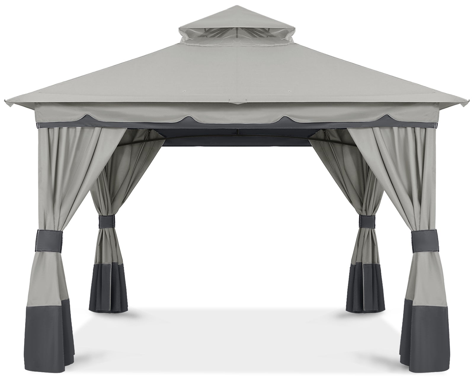 Outdoor Double Roof Patio 8x8/10x10/10x12 Gazebo with Shade Curtains