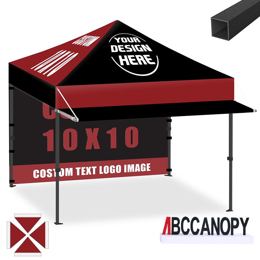 ABCCANOPY 10x10 Custom Pop Up Canopy Tent with Awning & Sidewalls (S1 Nova Base