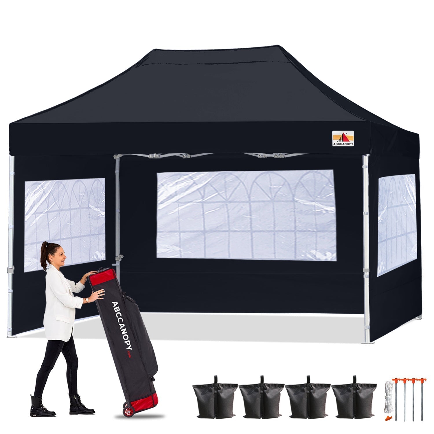 ABCCANOPY S1 Nova Base™-Lite Commercial Pop Up Canopy Tent with Window Sidewalls 4-Pack