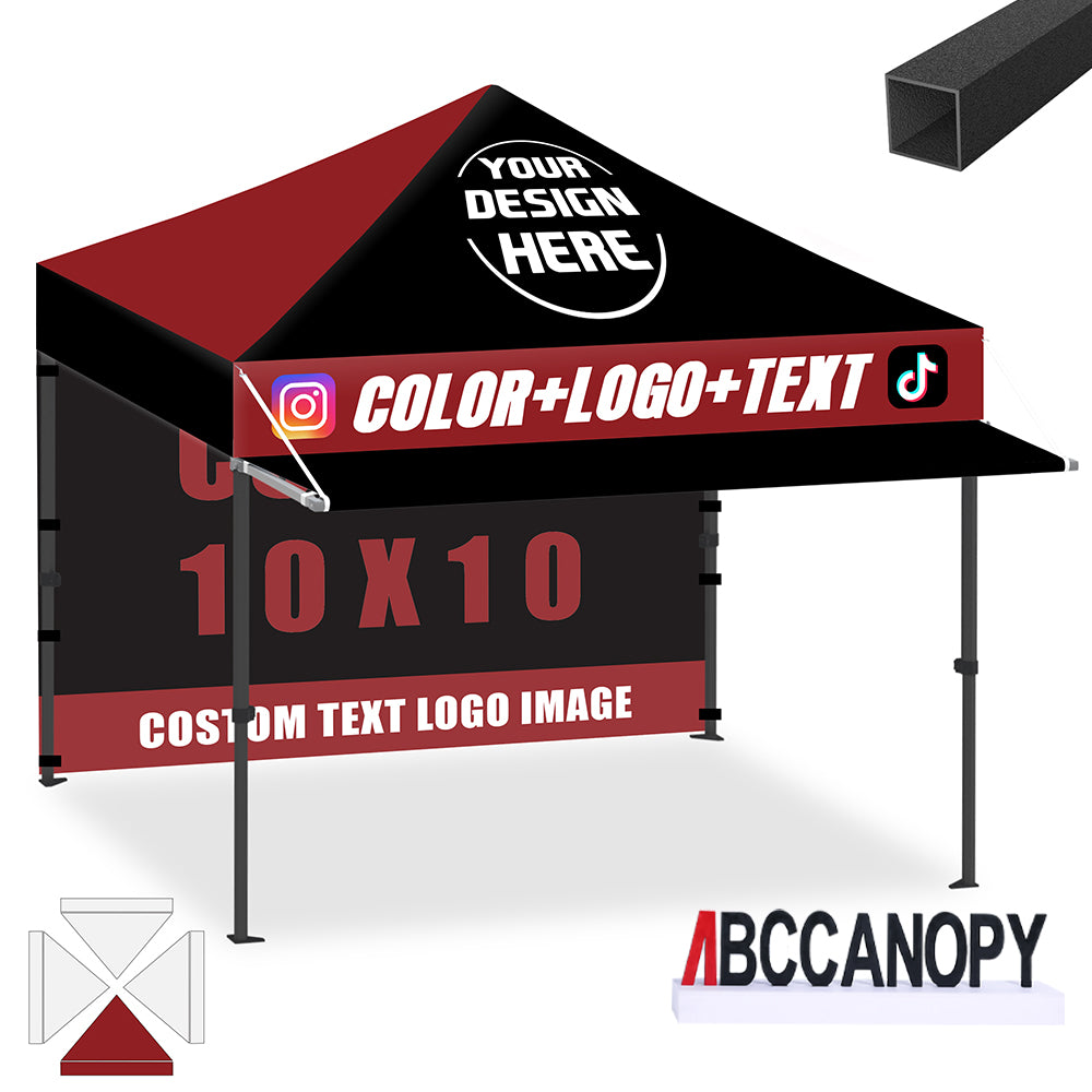 ABCCANOPY 10x10 Custom Pop Up Canopy Tent with Awning & Sidewalls (S1 Nova Base
