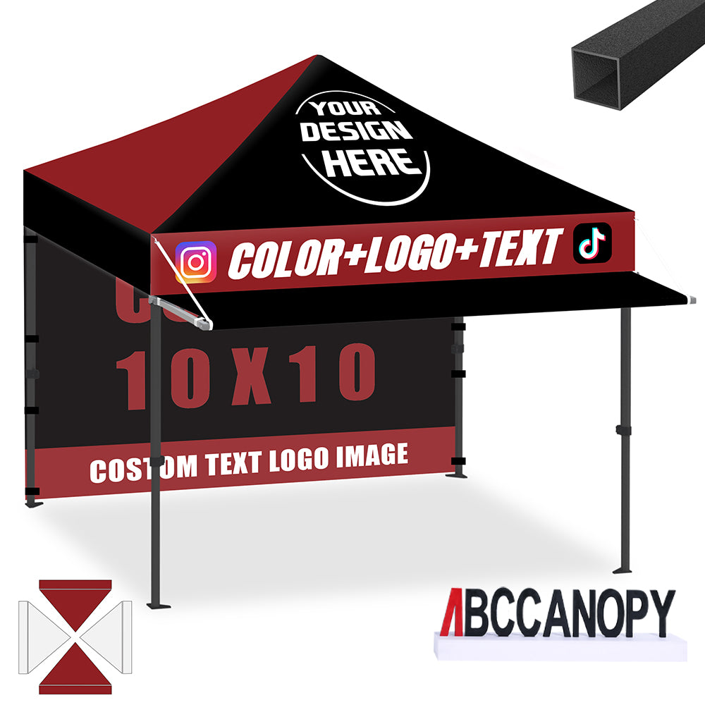 ABCCANOPY 10x10 Custom Pop Up Canopy Tent with Awning & Sidewalls (S1 Nova Base