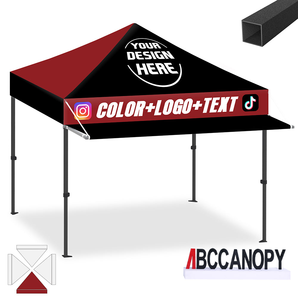 10 x 10 pop up tent ABCCANOPY 10x10 Custom Pop Up Canopy Tent with Awning & Sidewalls (S1 Nova Base -Lite) 1 Peak & 1 Valance / No Wall