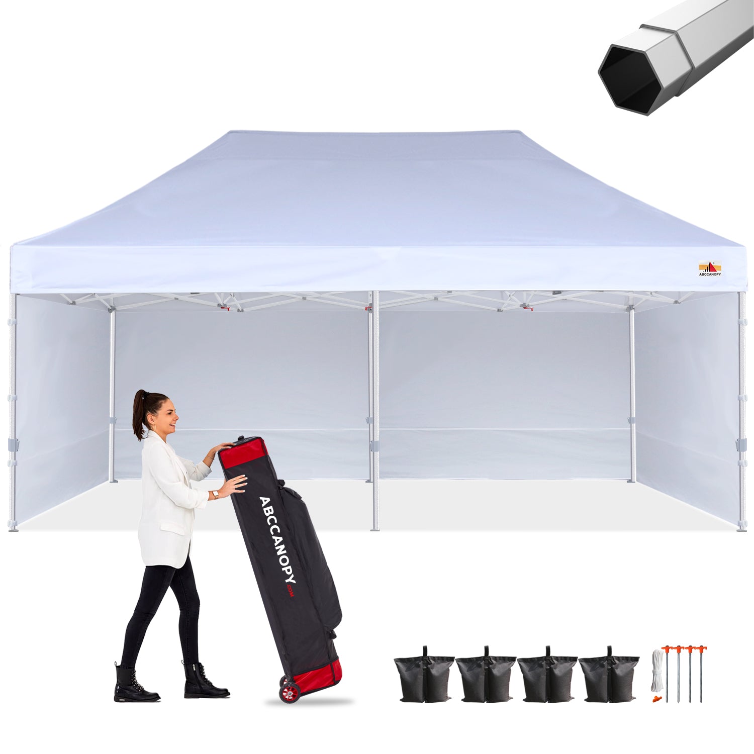 ABCCANOPY S1 Nova Base™-Frame Heavy Duty Pop Up Canopy Tent with Sidewalls 4-Pack