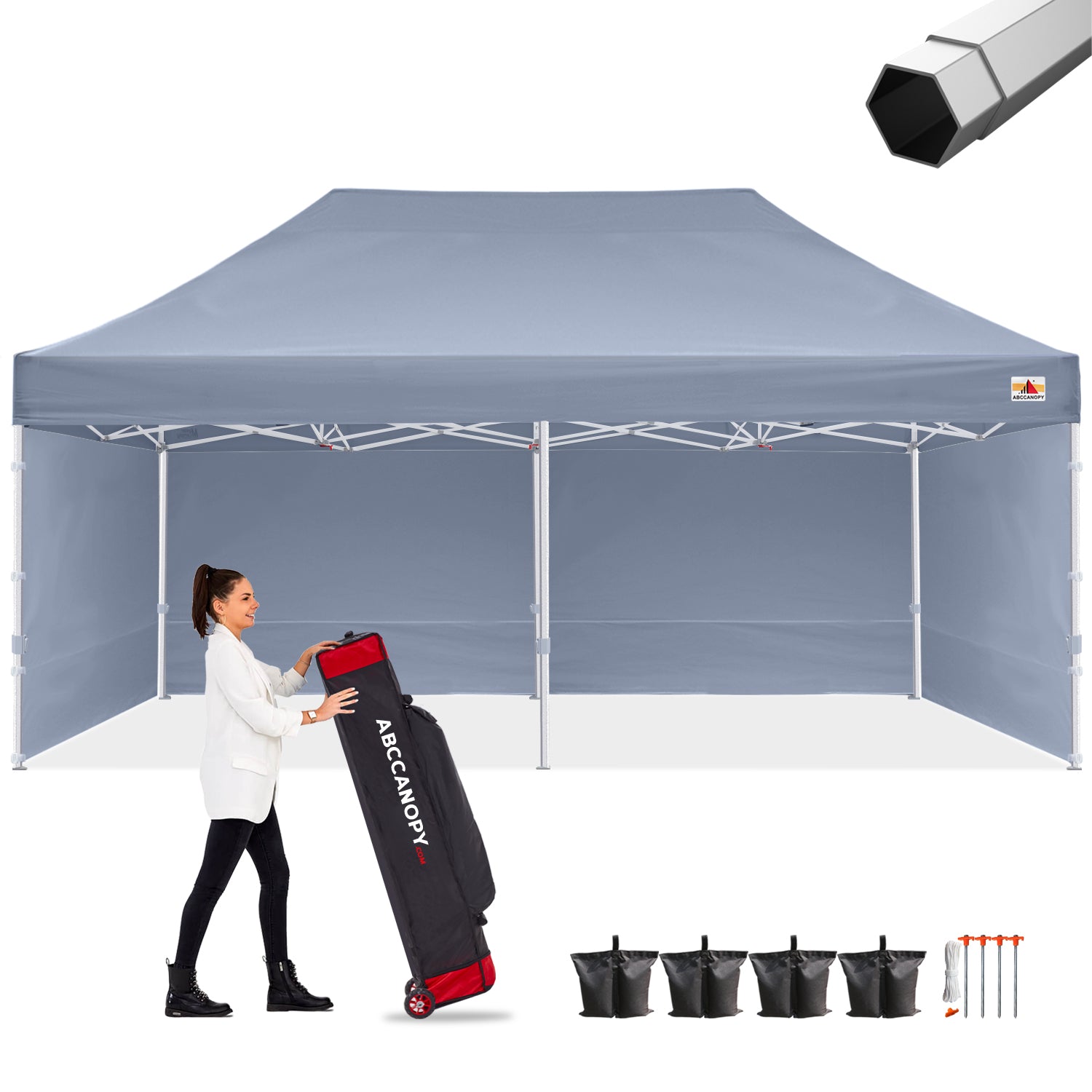 ABCCANOPY S1 Nova Base™-Frame Heavy Duty Pop Up Canopy Tent with Sidewalls 4-Pack