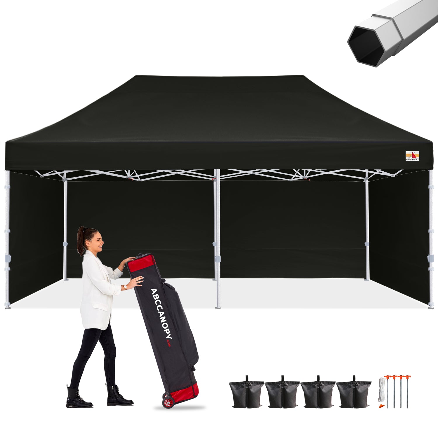 ABCCANOPY S1 Nova Base™-Frame Heavy Duty Pop Up Canopy Tent with Sidewalls 4-Pack