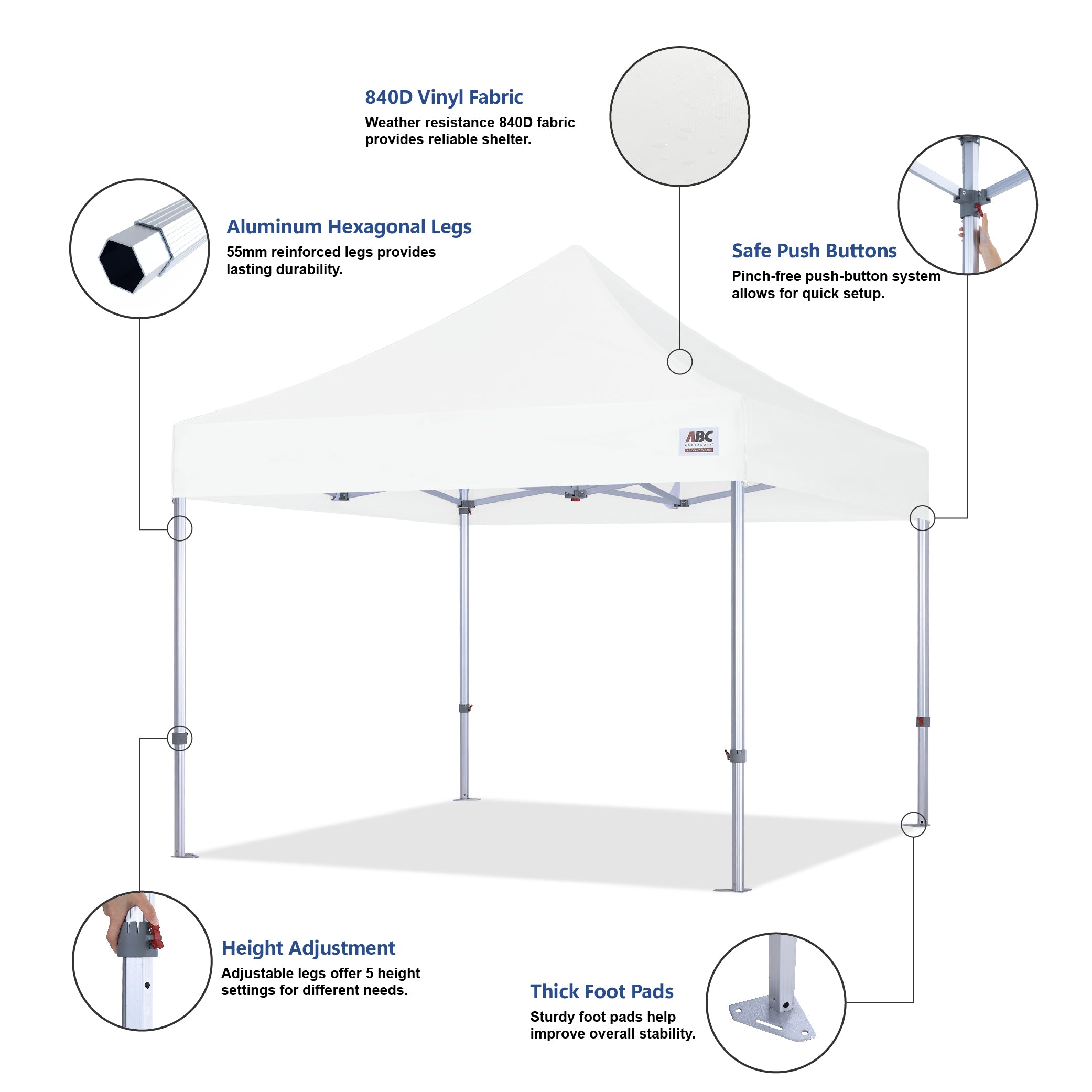 S3 BenchMark Brio® - Fort Aluminum Canopy Tent Vinyl Canopy