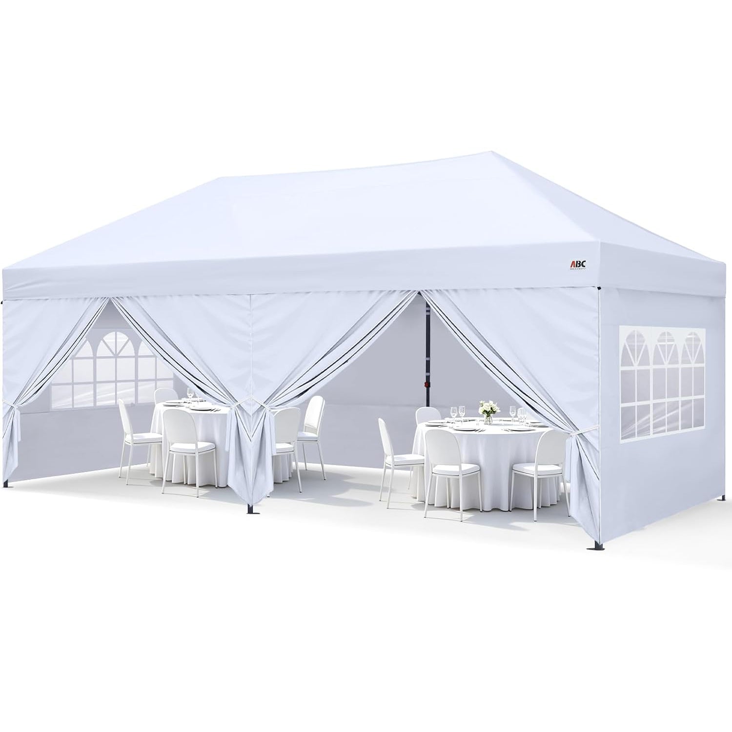 ABCCANOPY Pop Up Canopy Tent with Church Window Sidewalls (Low Crest) 10x10, 10x20