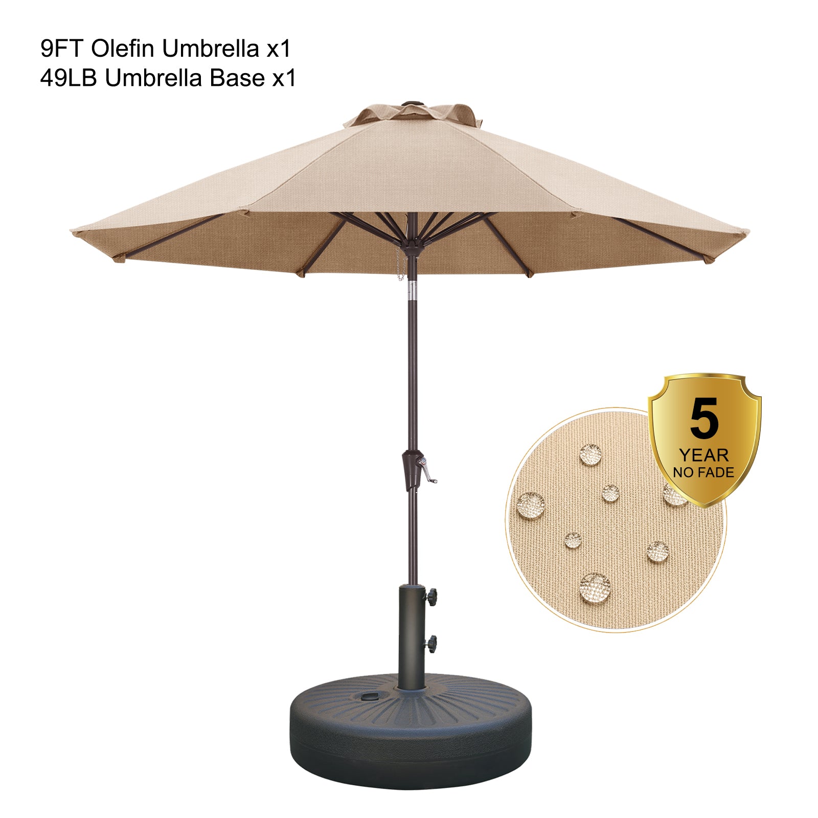ABCCANOPY 9FT Patio Umbrella Outdoor Table Umbrella 8 Ribs OLEFIN 5-Year No Fading