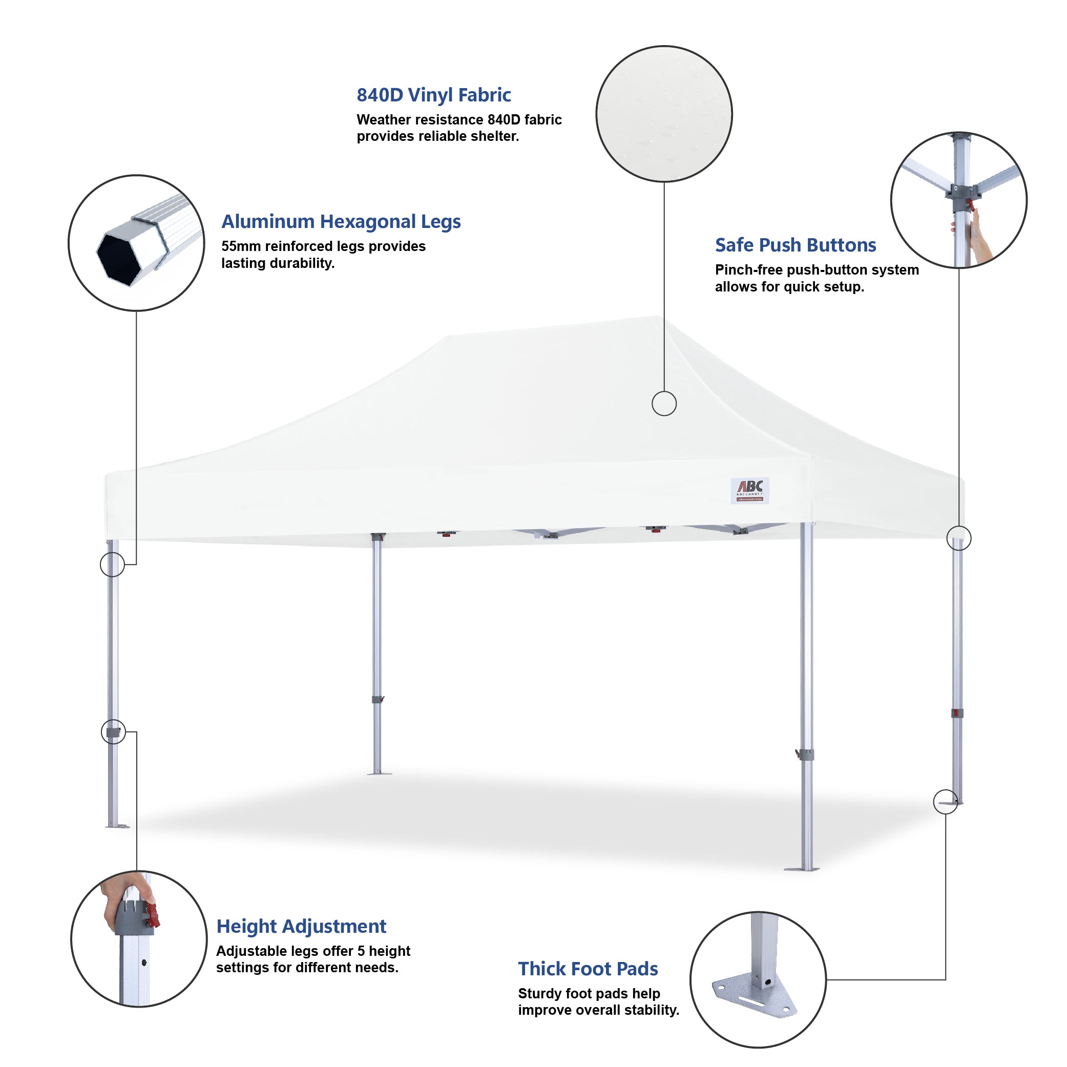 S3 BenchMark Brio® - Fort Aluminum Canopy Tent Vinyl Canopy