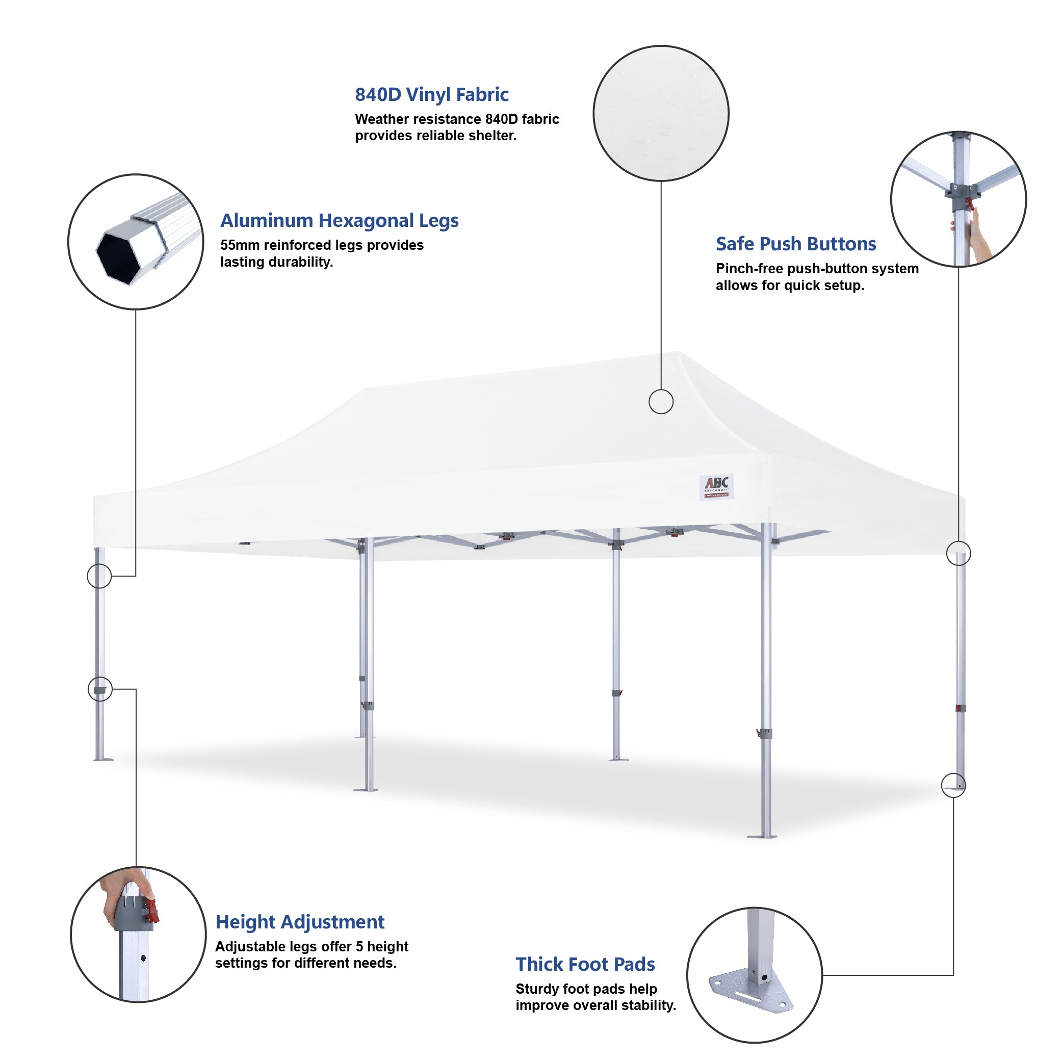 S3 BenchMark Brio® - Fort Aluminum Canopy Tent Vinyl Canopy