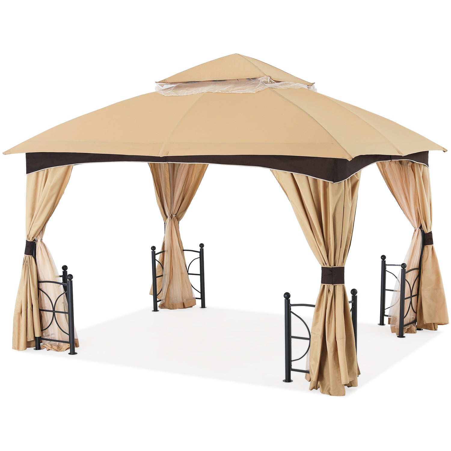 ABCCANOPY Outdoor Patio Gazebo with Stable Metal Frame and Netting Walls 10x12