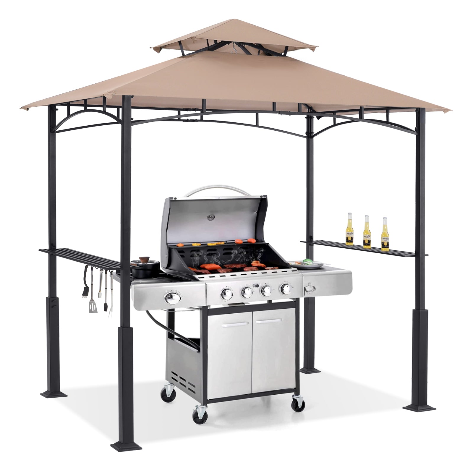 Outdoor 8x 5 Grill Gazebo Shelter for BBQ with LED Light