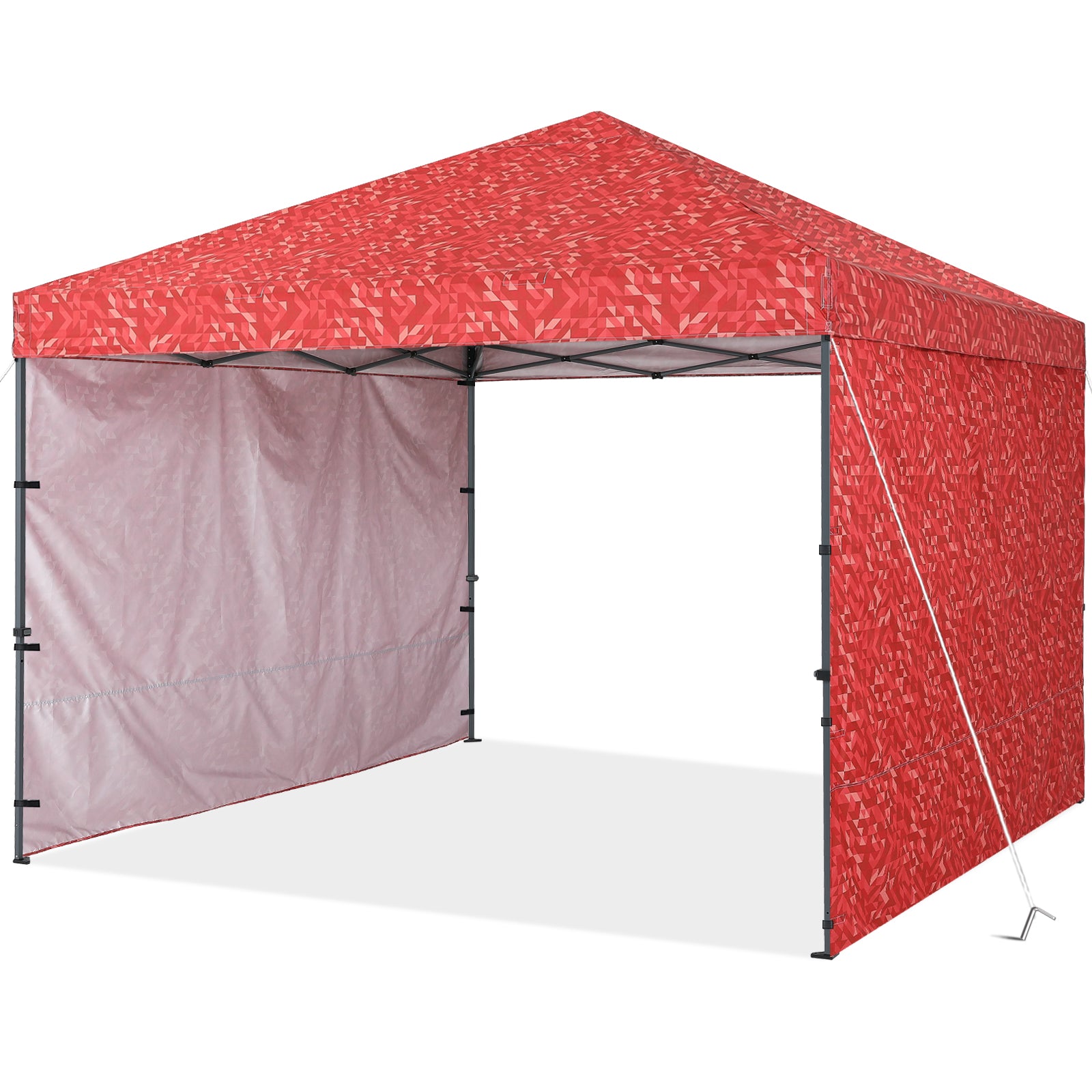 10x10FT Outdoor Easy Pop up Canopy Tent With Graphic Print(2 Sun Walls)