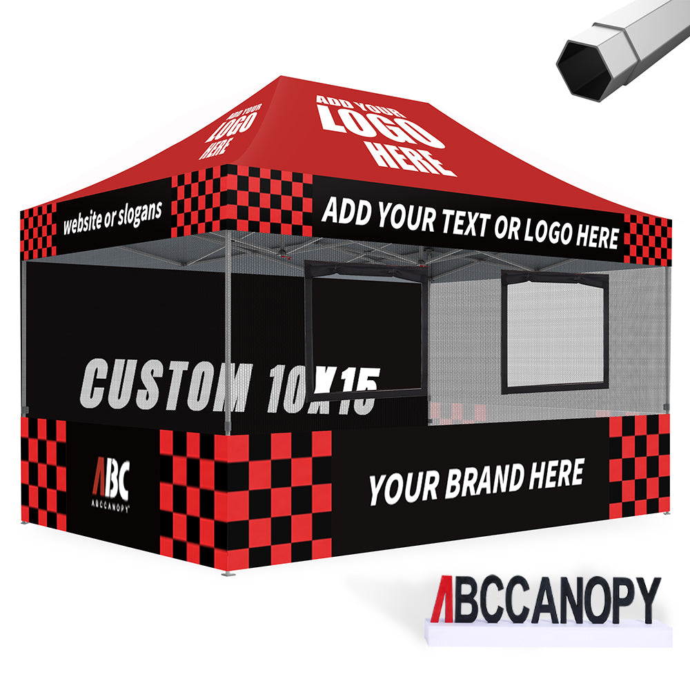ABCCANOPY Custom Food Booth with Roll-Up Windows & Mesh - 10x10, 10x15, 10x20