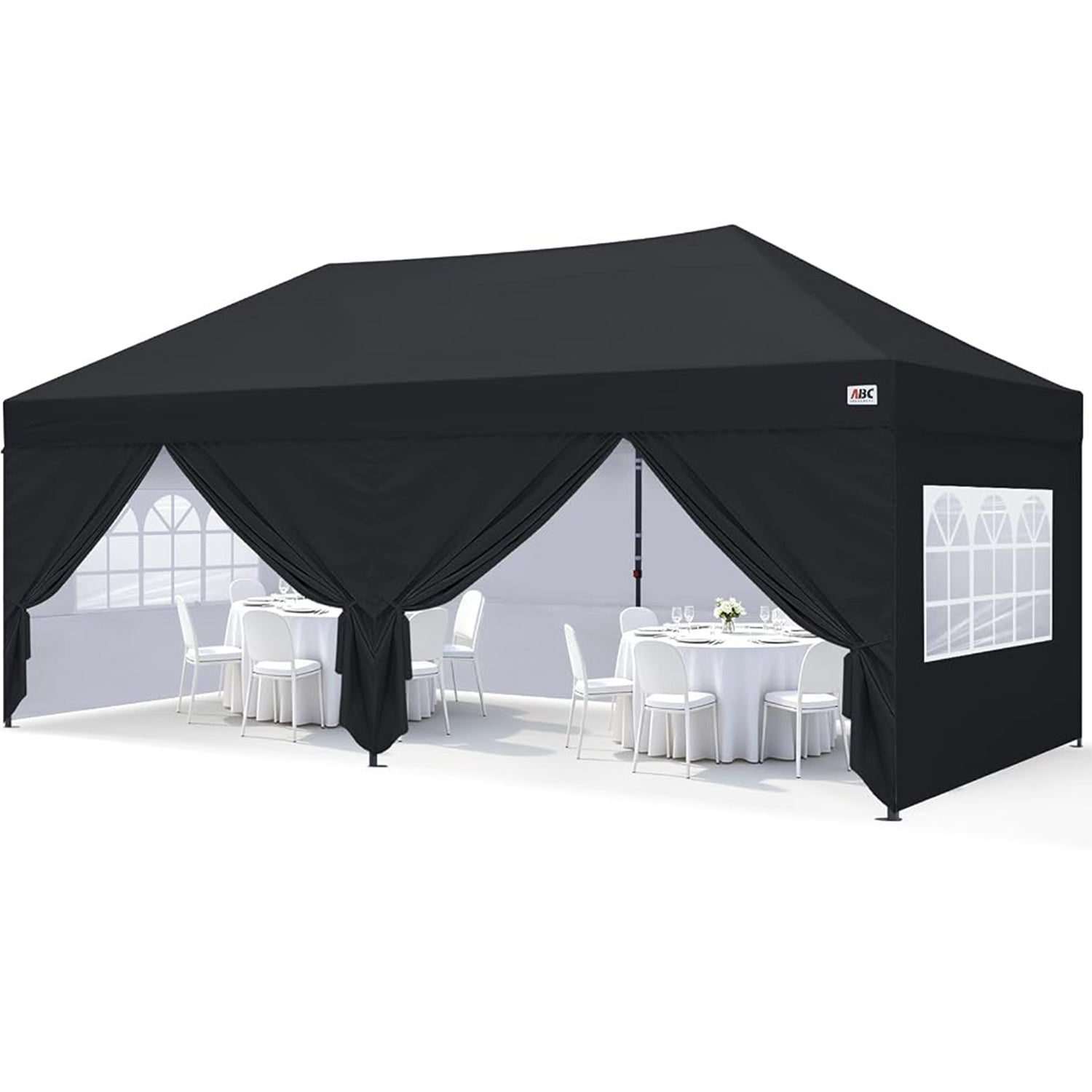 ABCCANOPY Pop Up Canopy Tent with Church Window Sidewalls (Low Crest) 10x10, 10x20