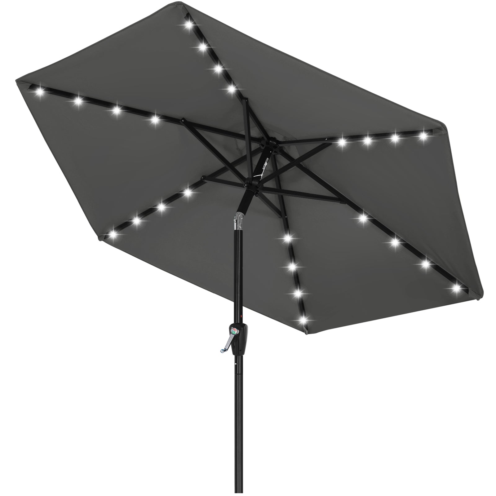 abccanopy solar umbrellas patio umbrella ABCCANOPY 7.5 ft. Market Tilt Outdoor Patio Umbrella with Solar LED Lights and UV-Resistant Fabric in Navy Blue