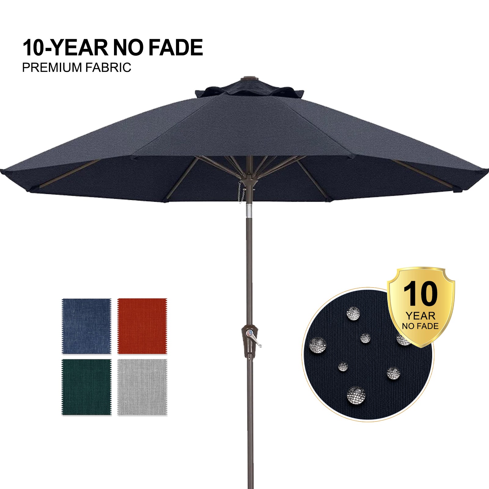 ABCCANOPY 10-Year No Fading 9FT Patio Umbrella Outdoor Table Umbrella 8 Ribs