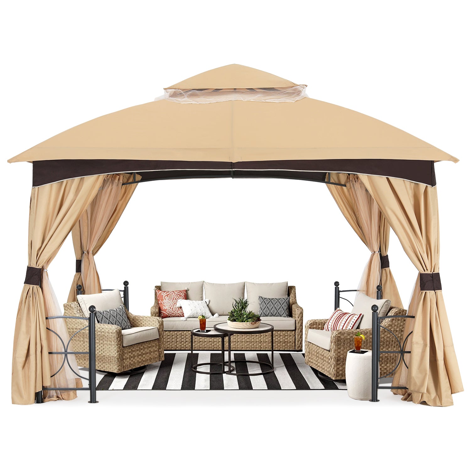 ABCCANOPY Outdoor Patio Gazebo with Stable Metal Frame and Netting Walls 10x12