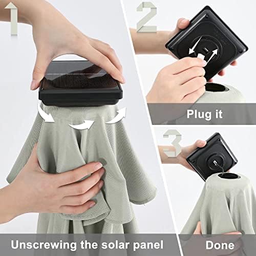 Outdoor Solar Patio Umbrella with 32 LED Lights 8 Ribs