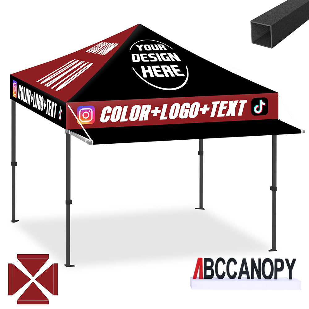 ABCCANOPY 10x10 Custom Pop Up Canopy Tent with Awning & Sidewalls (S1 Nova Base