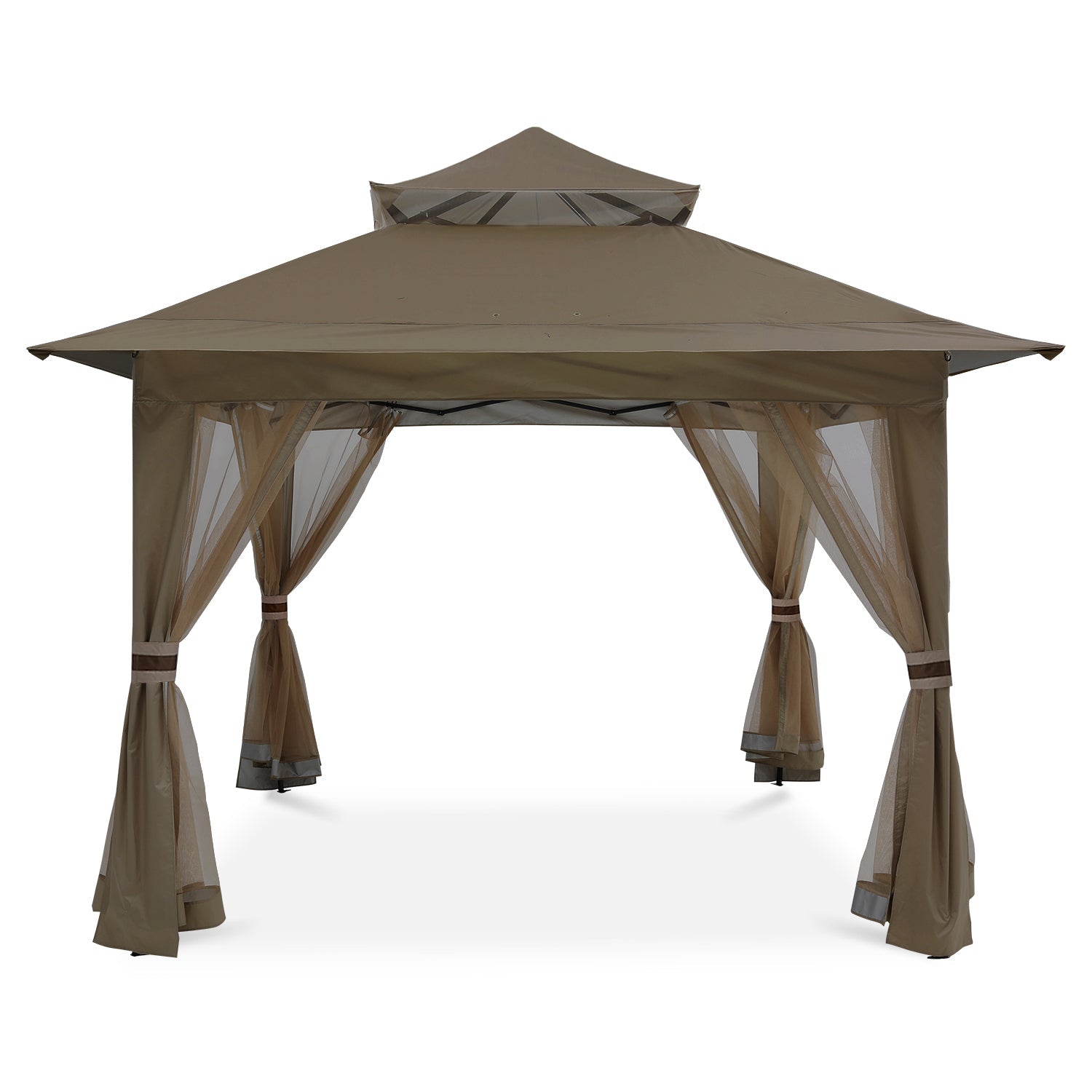 Outdoor Double Soft-Top 13x13 Patio Gazebo with Mosquito Netting