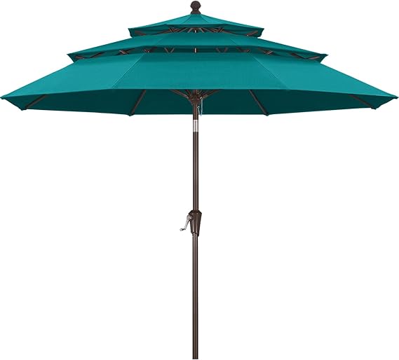 ABCCANOPY 9FT 3 Tiers Patio Umbrella 8 Ribs OLEFIN 5-Year No Fading